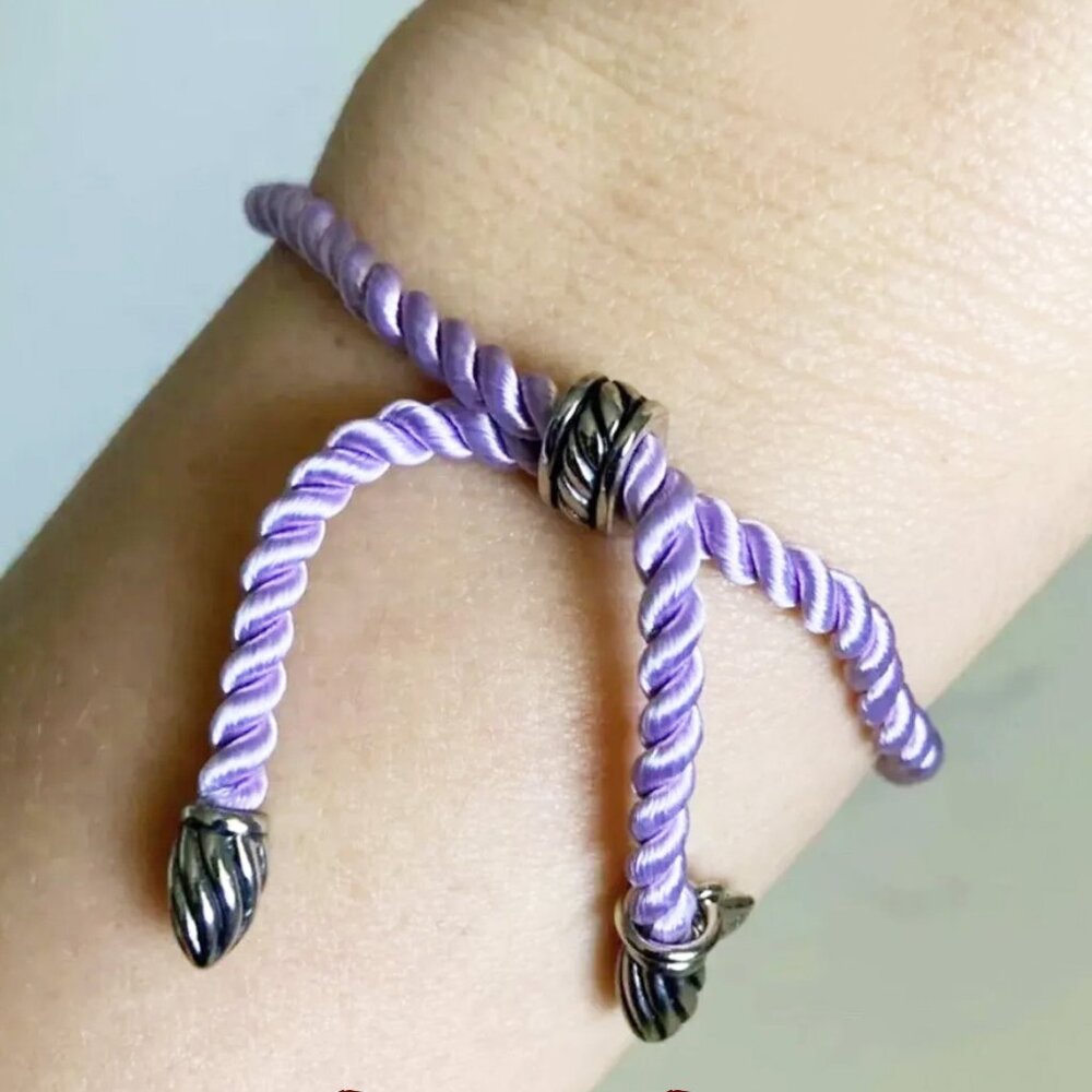 David Yurman Purple Adjustable Sterling Silver Silk Bracelet